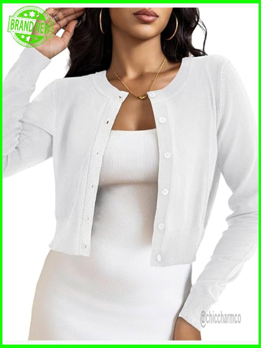 Cropped Cardigan Shrug Button Down Long Sleeve Knit Sweater Women XS-XL